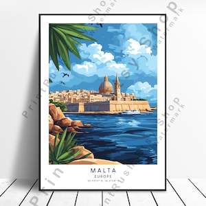 Malta Travel Poster Malta Illustration Malta Wall Art Malta Wall Print Valletta Print Malta Wall Poster Home Décor Colourful Gift