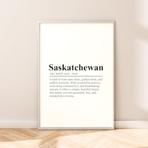 Impression voyage Saskatchewan Canada Art mural Impression Saskatchewan Affiche Saskatchewan Minimaliste Saskatchewan Art déco cadeau citation murale