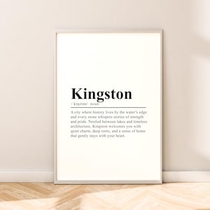 Kingston Travel Print Kingston Wall Art Kingston Canada Print Kingston Poster Minimalist Kingston Art Décor Gift Dictionary Print Wall Quote