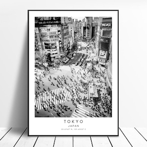Tokyo Travel Print Schwarz - Weiß Tokyo City Poster Shibuya Crossing Print Tokyo Wandkunst Minimalistisches Tokyo Wandposter Tokyo Geschenk Art