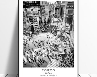 Tokyo  Travel Print Black and White Tokyo City Poster Shibuya Crossing Print  Tokyo Wall Art Minimalist Tokyo Wall Poster Tokyo Gift Art