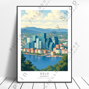 Oslo Illustration Art Print Norway Colourful Wall Décor Oslo Travel Poster Oslo Skyline Home Art Oslo Wall Print Cityscape Artwork Gift