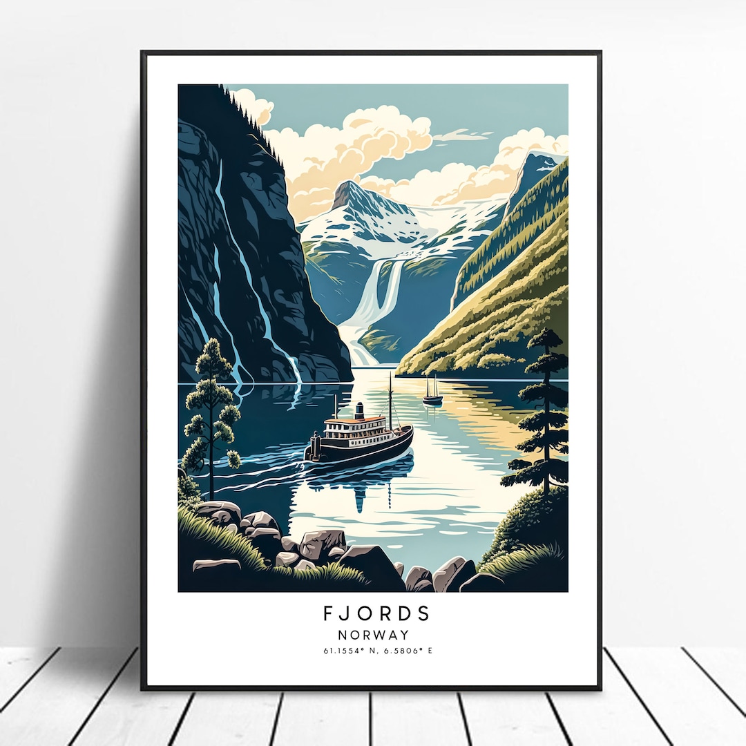 Norway Fjords Travel Print Norway Fjords Poster Fjords Wall Art Fjords