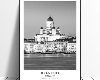 Helsinki Travel Print Black and White Helsinki Poster Helsinki Wall Art Décor Minimalist Helsinki Finland Print Gift