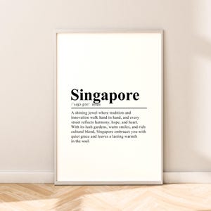 Singapore Travel Wall Art Black White Definition Print Singapore Poster Print Modern Minimalist Art Perfect Gift for Travelers and Home Deco