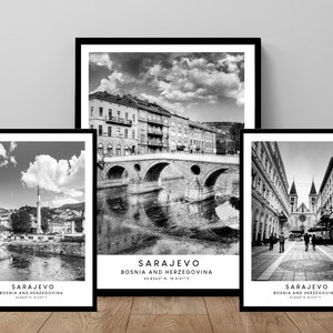 Sarajevo Print Sarajevo City Poster Sarajevo Wall Art Black and White Sarajevo Bosnia and Herzegovina Print Minimalist Sarajevo Art Décor
