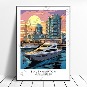 Southampton Travel Print Southampton Poster Colourful Southampton Print Southampton Wall Art Southampton Wall Print Southampton Gift Poster