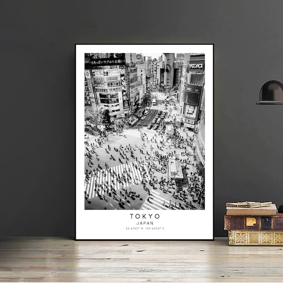 Tokyo Travel Print Black and White Tokyo City Poster Shibuya