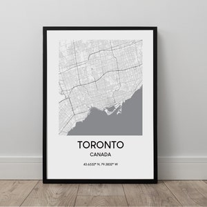 Toronto City Map Print Toronto Map Poster Toronto Canada Wall Art Toronto Travel Print Toronto Ontario Art Print Minimalist Toronto Poster