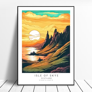 Isle of Skye Travel Print Isle of Skye Poster Colourful Isle of Skye Print Skye Wall Art Skye Scotland Wall Print Skye Gift Art