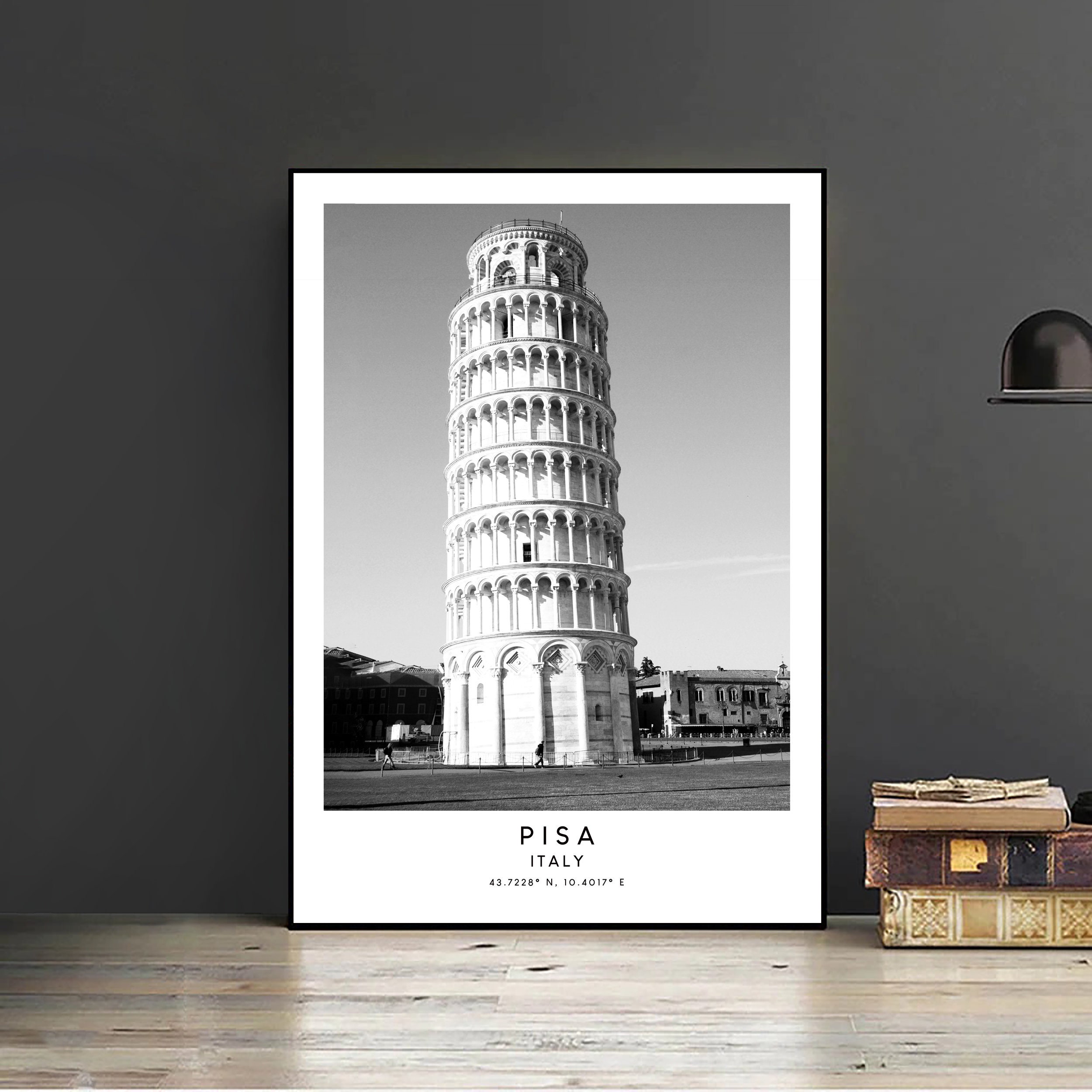 Pisa Italien Druck Druck Pisa Schwarz Pisa Pisa Sehenswürdigkeit Turm weiß Pisa Geschenk Poster Pisa Reisekunst Wandkunst Schiefer Stadt