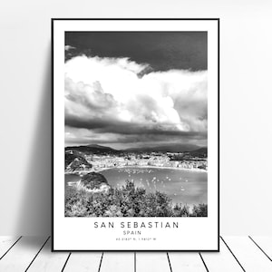 San Sebastian Reisedruck San Sebastian Wandkunst Schwarz-Weiß Donostia-San Sebastian Poster Minimalistisch San Sebastian Print