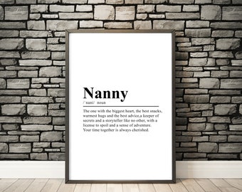 Nanny Definition Print Nanny Poster Nanny Print Nanny Wall Print Nanny Gift Nannie Print Gift for Nanny Home Décor Nanny Wall Art