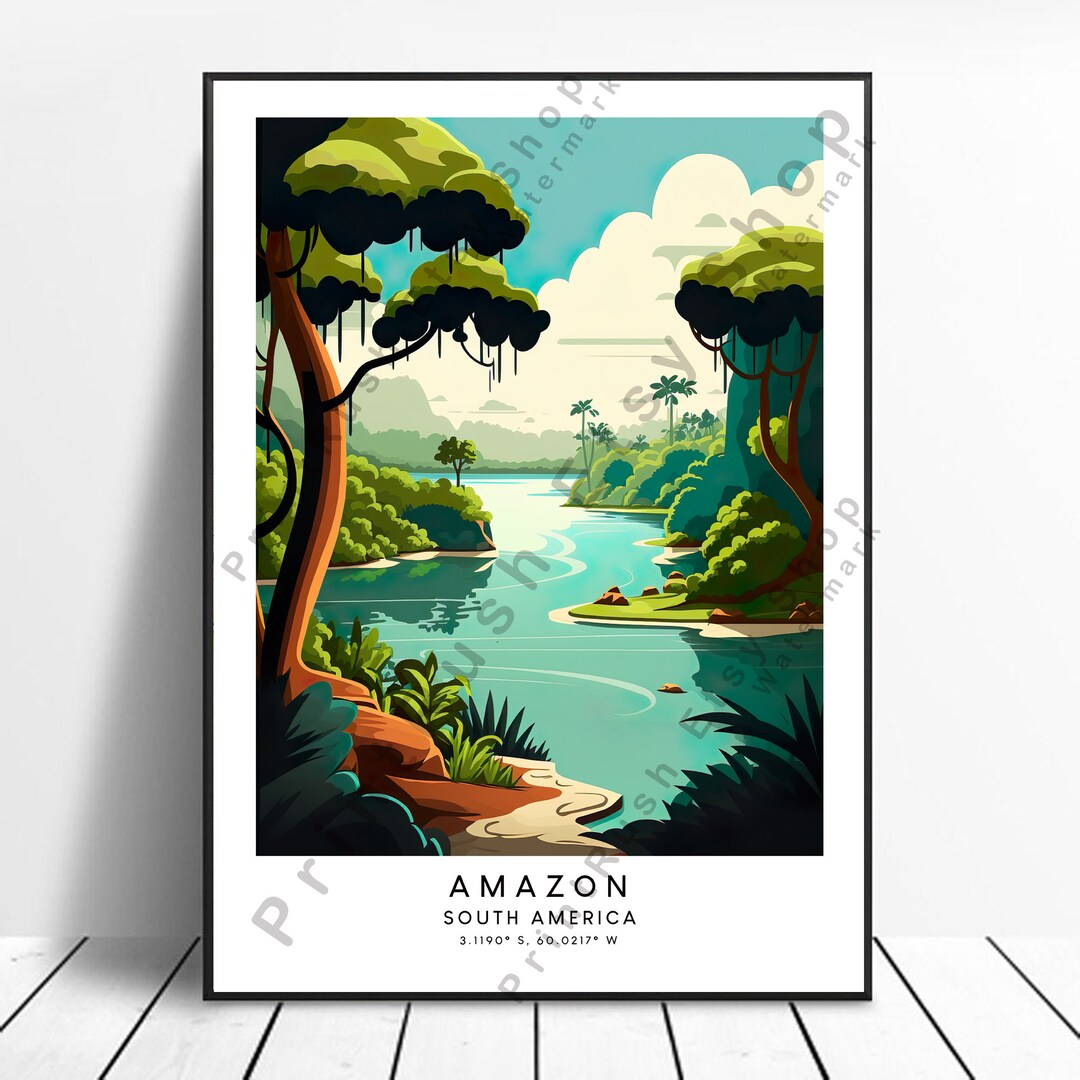 Amazon Rainforest Travel Print Colourful Amazon Rainforest Print