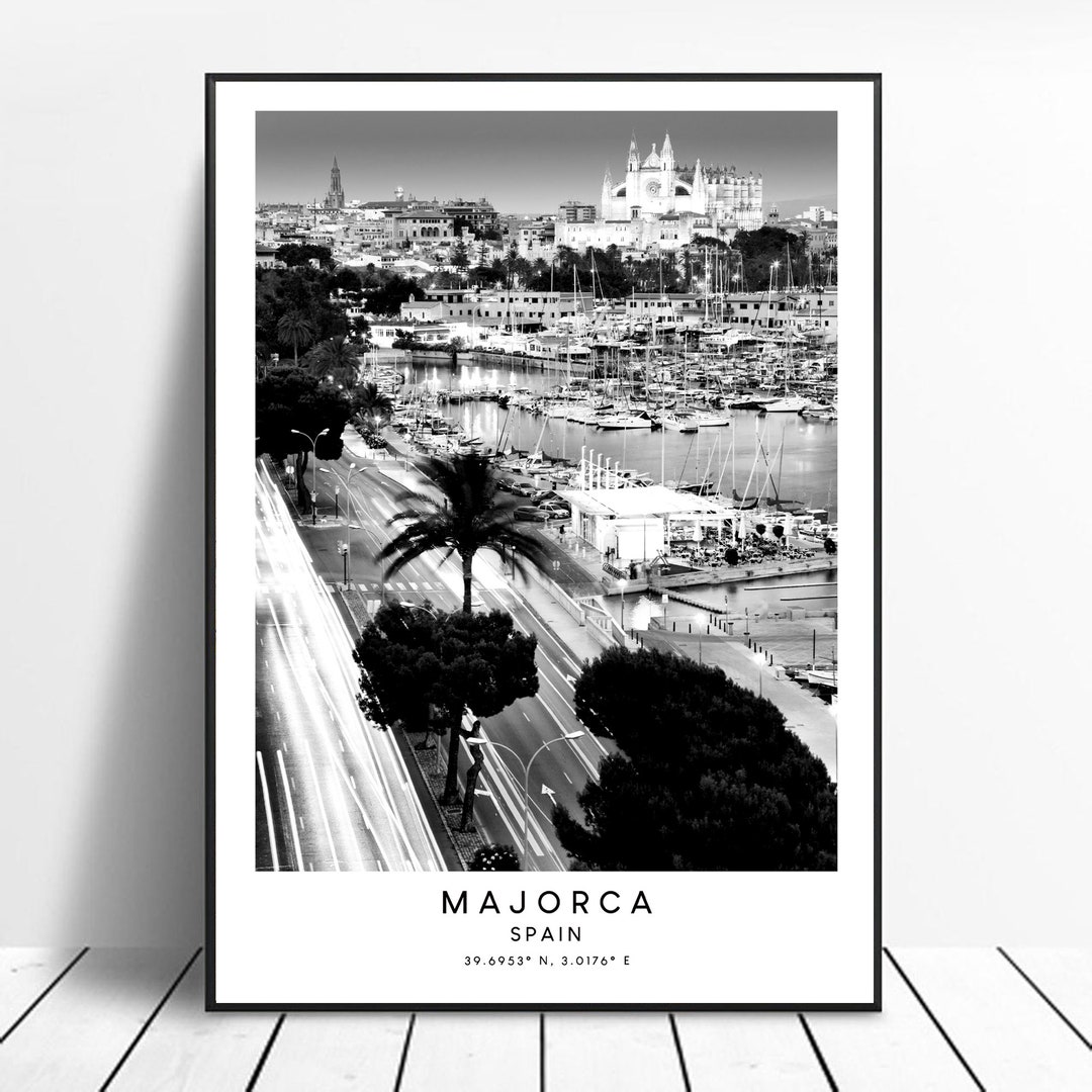 Majorca Travel Print Black and White Majorca Poster Mallorca Print ...