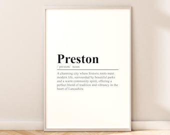 Preston Travel Print Preston Poster Preston Wall Art Preston Print Minimalist Preston England Wall Décor Wall Hanging Preston Gift Art