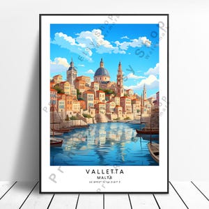 Malta Travel Print Colourful Valletta Poster Valletta Print Minimalist Valletta Wall Art Valletta Art Print Valletta Gift Poster