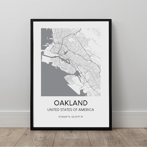 Oakland Map Print Oakland California Map Oakland Wall Art Oakland Travel Print Black and White Oakland City Print Minimalist Oakland Gift