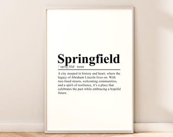 Springfield Illinois Travel Print Springfield Wall Art Springfield Poster Springfield Print Minimalist Springfield Wall Décor Gift Art