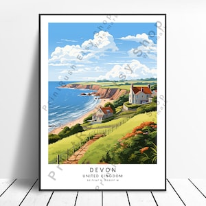 Devon viagem impressão devon cartaz colorido devon impressão de parede devon decoração de casa devon arte devon parede pendurado devon costa