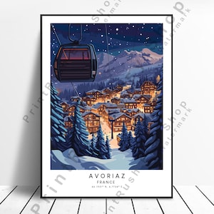 Avoriaz Travel Poster Avoriaz France Print Home Decor Avoriaz Wall Print Illustration Skiing Art Ski Posters Wall Art Prints Gift