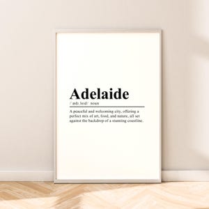 Stampa di viaggio di Adelaide Arte murale di Adelaide Poster di Adelaide Stampa minimalista di Adelaide Stampa del dizionario di Adelaide Australia Decorazione per la casa
