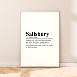 Salisbury Travel Print Salisbury Definition Poster Salisbury Print Wall Art Salisbury Wall Poster Minimalist Salisbury Poster Home Décor