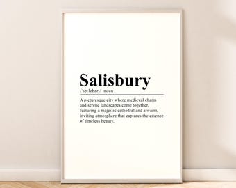 Stampa di viaggio di Salisbury Poster di definizione di Salisbury Stampa di Salisbury Arte murale Poster da parete di Salisbury Poster minimalista di Salisbury Arredamento per la casa