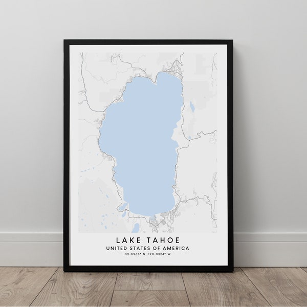 Lake Tahoe Carte Minimaliste Lake Tahoe Poster Lake Tahoe Wall Art Lake Tahoe Print Lake Tahoe Artwork Lake Tahoe Gift Print