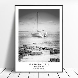Mahebourg Travel Print Black and White Mahebourg Poster Mauritius Print Mahebourg Wall Print Mauritius Wall Art Mauritius Gift Art