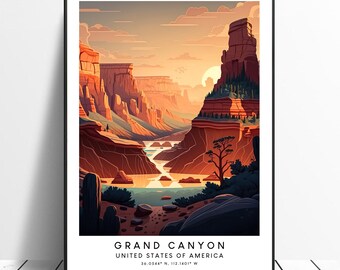 Grand Canyon Travel Print Colourful Grand Canyon Print Abstract Grand Canyon Poster Minimalist Grand Canyon Wall Art Grand Canyon Wall Print