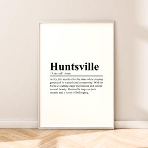 Huntsville Travel Print Wall Art Huntsville Poster Huntsville Print Minimalist Huntsville Wall Print Huntsville Alabama Wall Décor Gift Art