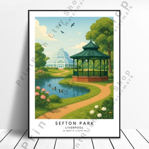 Liverpool Sefton Park Illustration Art Wall Décor Sefton Park Poster Home Decor Liverpool Travel Poster Wall Hanging Gift