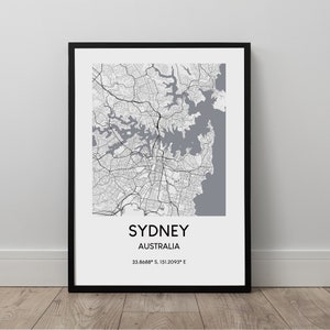 Sydney Map Print Black and White Sydney Map Poster Sydney Travel Print Sydney Art Print Minimalist Sydney Wall Art Sydney Map Art Gift