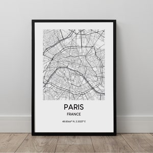 Paris Carte Imprimer Paris Carte de la ville Paris Carte Wall Art Paris Imprimer Minimaliste Paris Wall Art Paris Voyage Imprimer Paris Art Imprimer Paris Carte cadeau