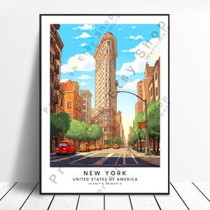 New York Travel Poster Colourful New York Print Abstract New York Poster Minimalist NYC Wall Print New York Gift Art