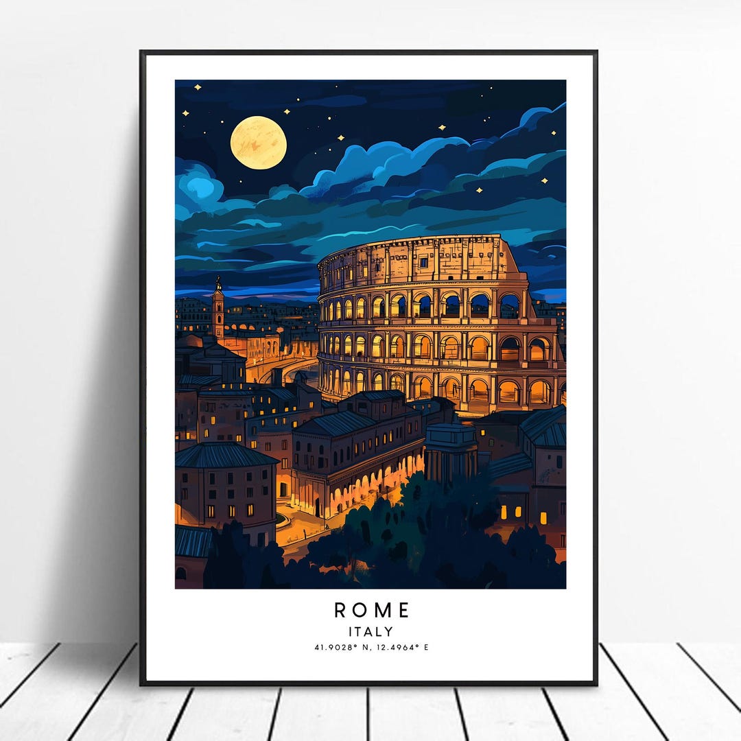 Italy Travel Print Colourful Rome Print Rome Wall Art Minimalist Rome ...