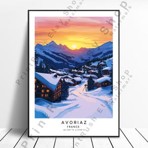 Avoriaz Travel Print Avoriaz France Poster Home Decor Avoriaz Wall Print Wall Hanging Skiing Art Ski Posters Wall Art Prints Gift
