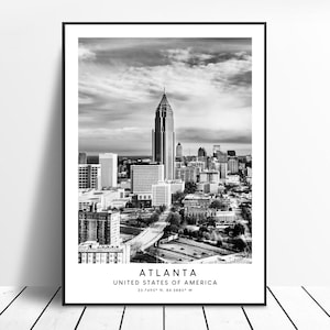 Atlanta Travel Print Black and White Atlanta City Poster Atlanta Georgia Wall Art Print Minimalist Atlanta Wall Décor Atlanta Gift Poster