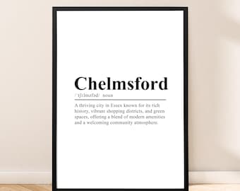 Impresión de Chelmsford, Inglaterra, arte de pared, póster de Chelmsford, decoración de pared, impresión minimalista de Chelmsford, arte de viaje de Chelmsford, decoración del hogar de Chelmsford, regalo
