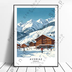 Avoriaz France Illustration Art Print French Alps Skiing Décor Alpine Ski Resort Art Avoriaz Poster Avoriaz Wall Print France Travel Poster