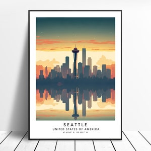 Seattle Travel Print Colourful Seattle Print Abstract Seattle Poster Minimalist Seattle Wall Art Seattle Art Print Seattle Gift Poster