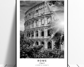Rome Italy Print Black and White Rome Poster Rome Art Print Minimalist Rome Wall Art Rome Wall Print Rome Gift Print