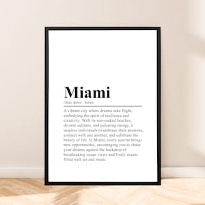 Miami Florida Print Miami Wall Art Miami Poster Wall Quote Miami Travel Print Minimalist Miami Home Décor Gift Dictionary Poster