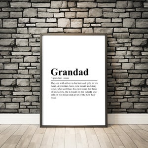 Grandad Definition Print Grandad Definition Poster Grandad Gift Print Grandad Gift Poster Wall Art Print Gifts for Grandad