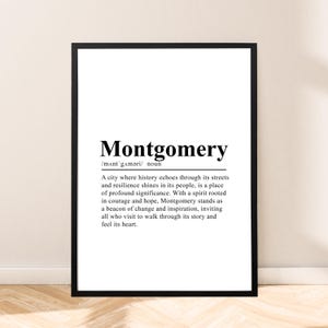 Montgomery Reiseplakat Wandkunst Montgomery Druck Wörterbuch Poster Minimalistischer Montgomery Wanddruck Montgomery Alabama Wohnkultur Geschenk Kunst