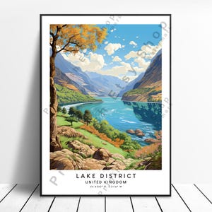 Lake District Print Colourful Lake District Poster Lake District Wall Art Cumbria Wall Print Home Décor Lake District Illustration Gift Art