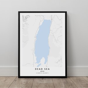 Totes Meer Karte Print Totes Meer Karte Poster Totes Meer Kunst Poster Totes Meer Wandkunst Minimalistischer Wanddruck Karte Geschenk Kunst