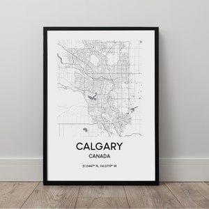 Calgary Karte Druck Calgary Stadtplan Calgary Wandkunst Calgary Reisedruck Calgary Kanada Wanddekoration Calgary Minimalistisches Druck Geschenk