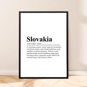 Minimalist Slovakia Poster Country Definition Slovakia Print Slovakia Wall Art Home Décor Wall Quote Slovakia Wall Poster Dictionary Art